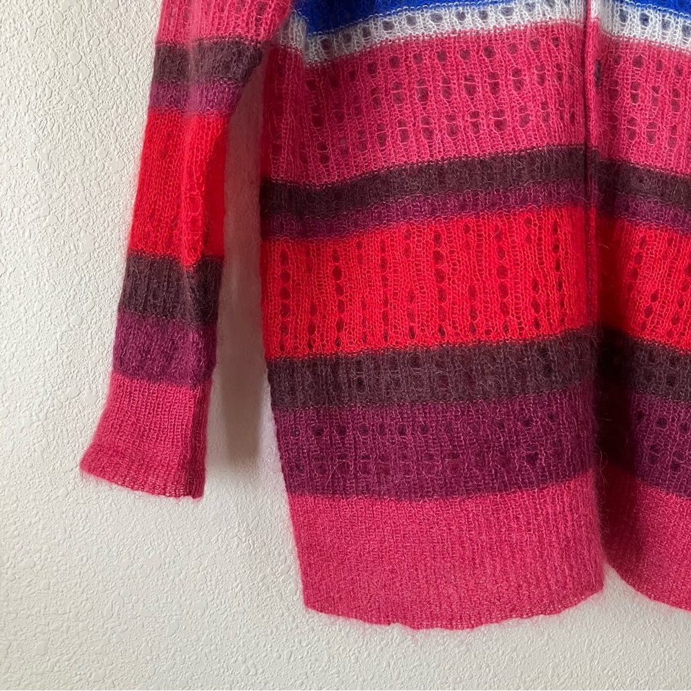 RAG & BONE Oversized Cardigan Sweater M Mohair Silk Stripe Streetwear Bohemian - Picture 5 of 14
